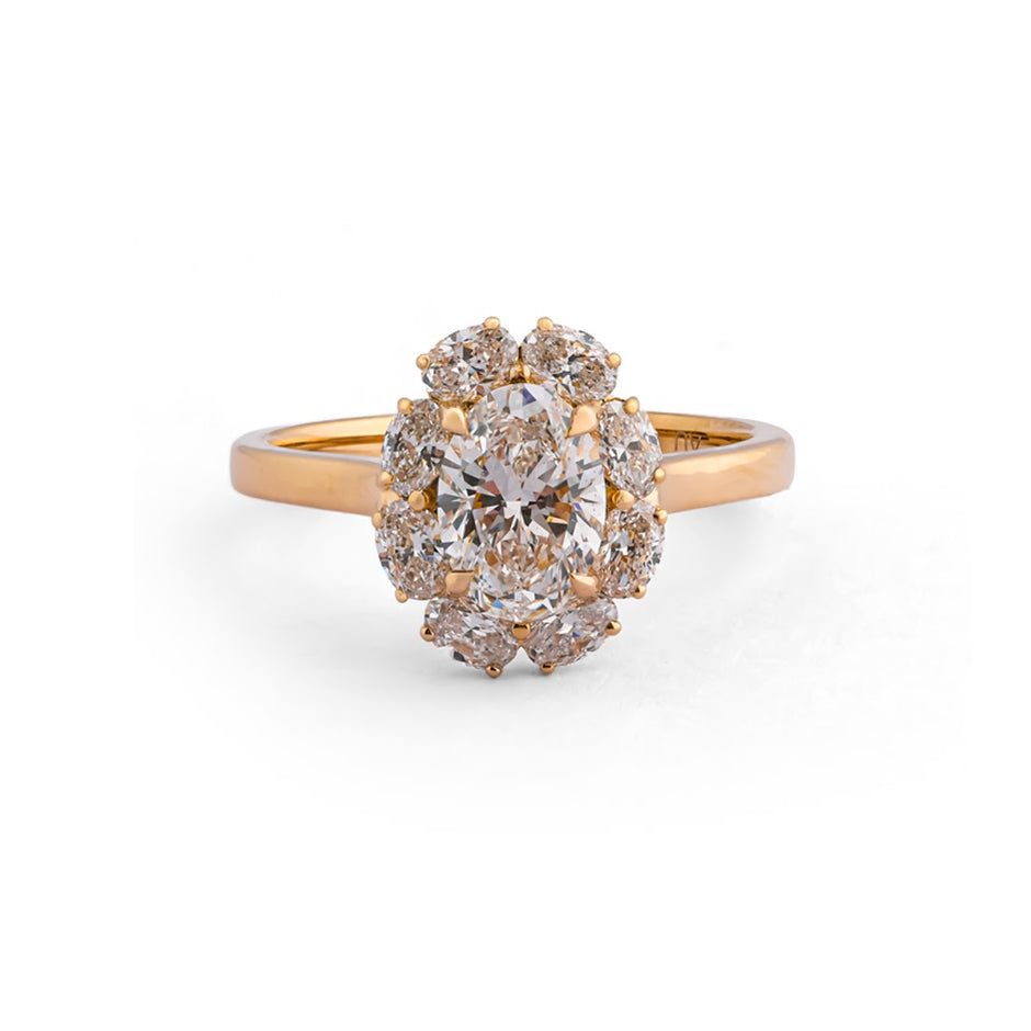 Aurelia Oval Petal Halo Ring — view 1