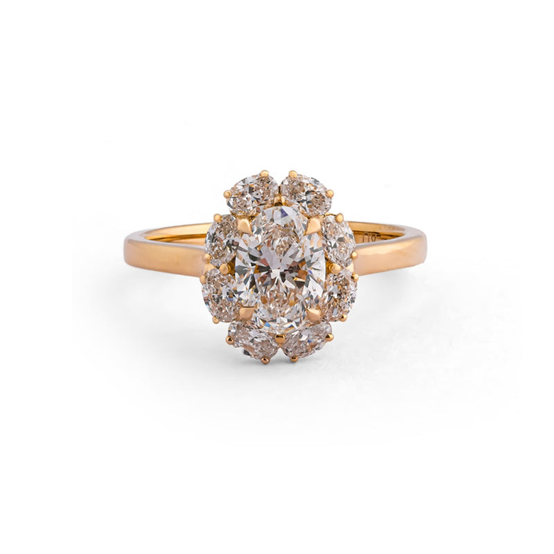 Aurelia Oval Petal Halo Ring — view 1