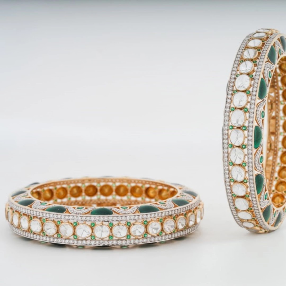 9.79 Ct Round Lab-Grown Diamond with 14.46 Ct Lab-Grown Colourstone Bangle — view 4