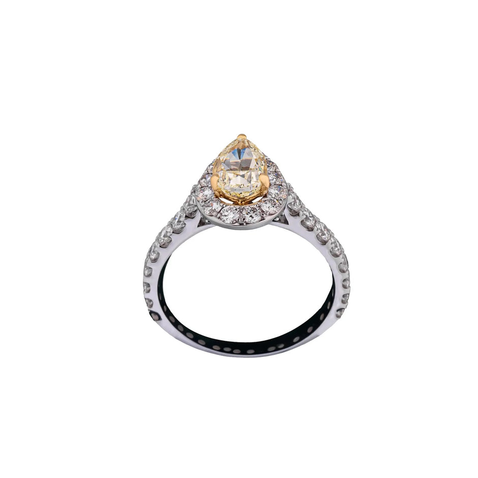 Aurelia Fancy Pear Halo Diamond Ring — front view