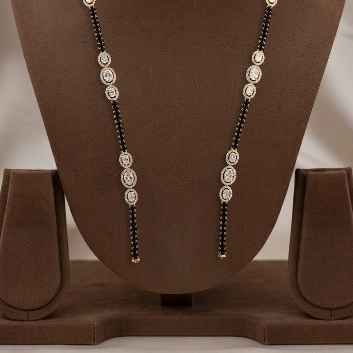 12.78 Carat Lab-Grown Diamond Mangalsutra Chain with Black Beads for Women - view 2