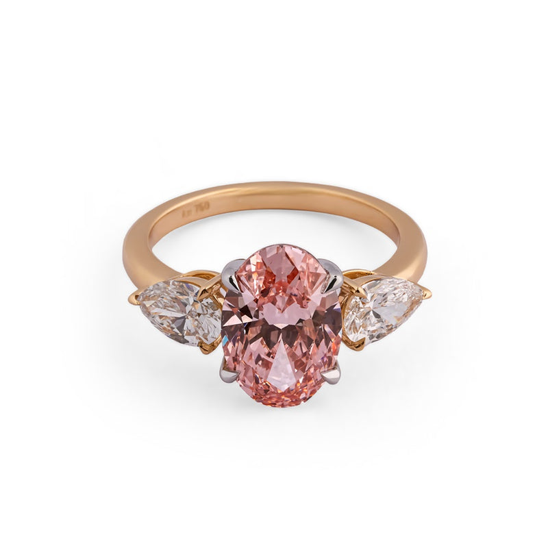 Rosé Aurora Oval & Pear Three-Stone Ring — view 2