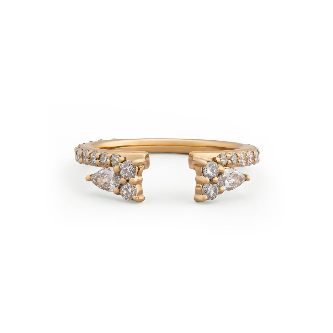 Twin Bloom Pear Open Ring — view 1