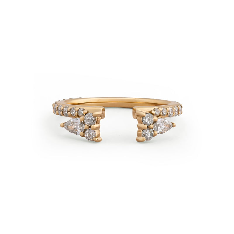 Twin Bloom Pear Open Ring — view 1