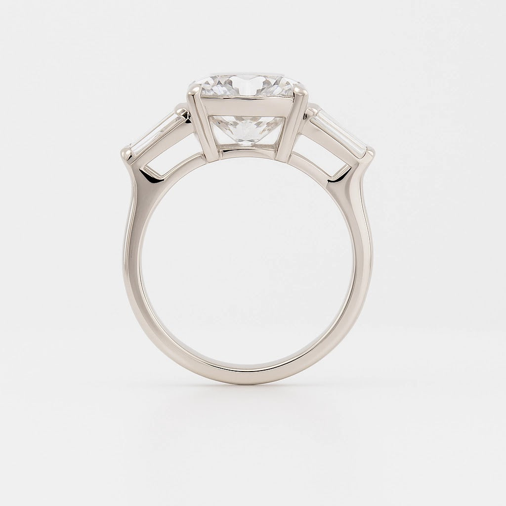 Avenor Round Baguette-Side Three-Stone Ring — profile view