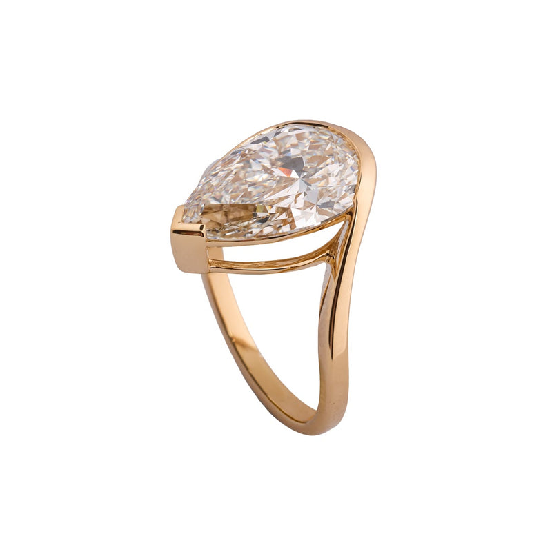 Sculpted Pear Orbit Bezel Ring — view 5