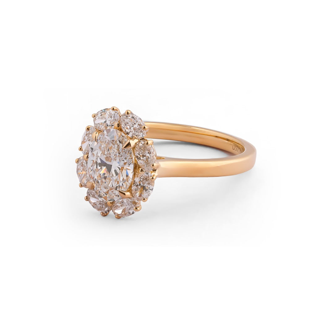 Aurelia Oval Petal Halo Ring — view 3