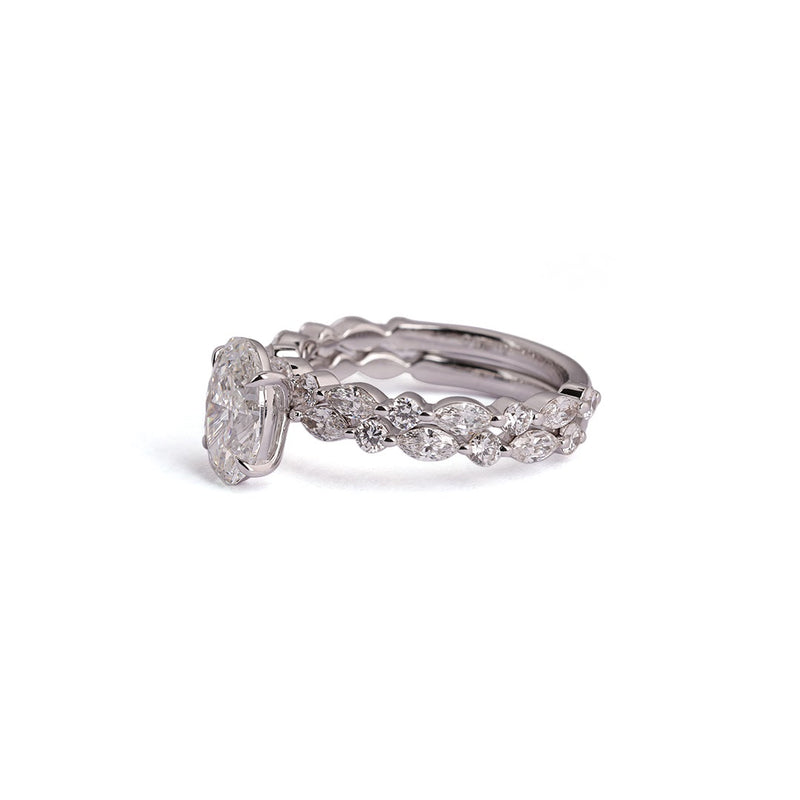 Oval Contour Lab-Grown Diamond Ring Set - side view