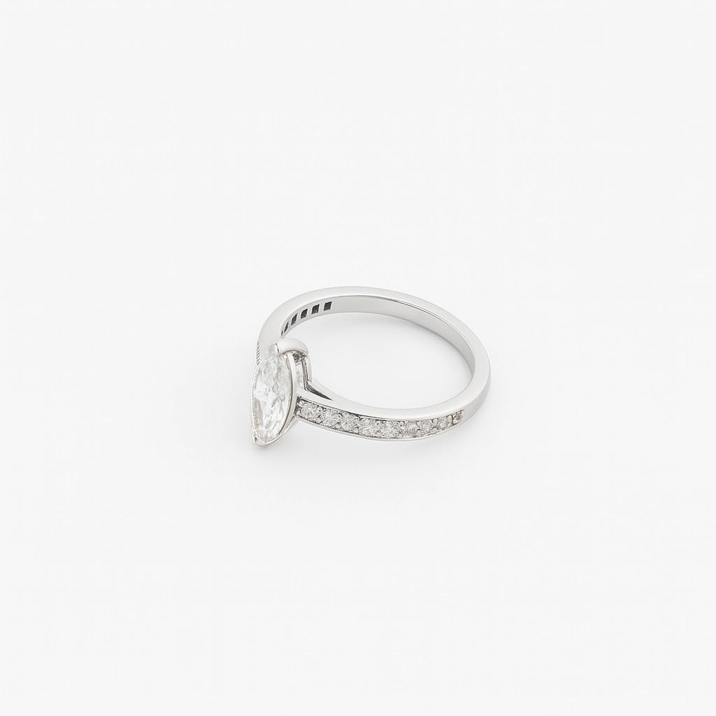 Evadne Marquise Pavé Solitaire Ring — angled view