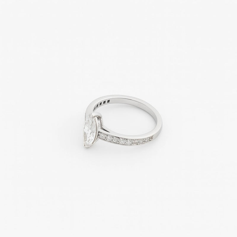 Evadne Marquise Pavé Solitaire Ring — angled view