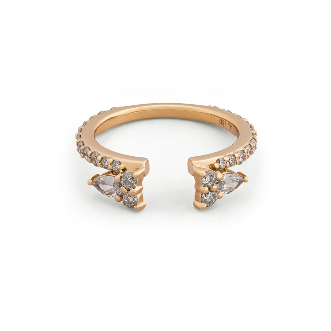 Twin Bloom Pear Open Ring — view 2