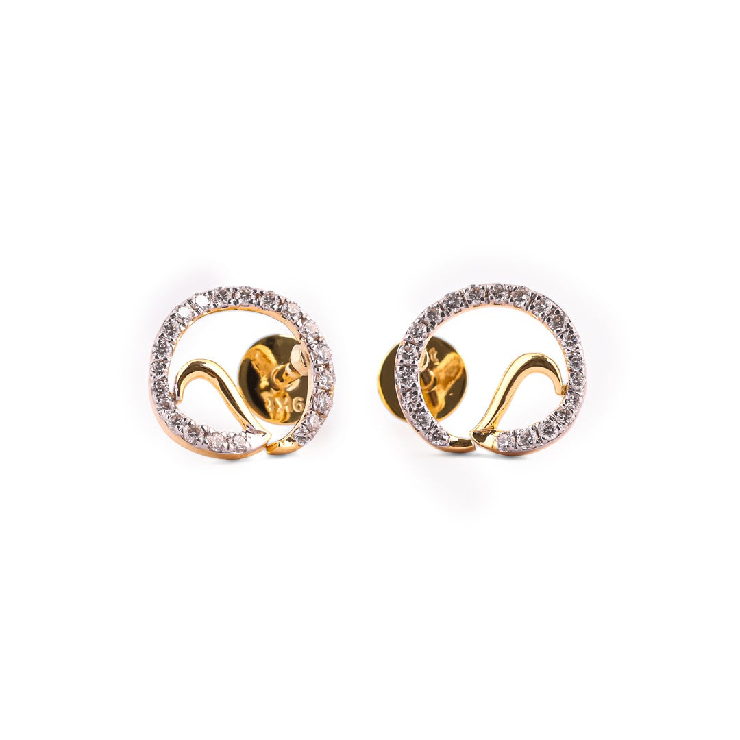 Orbelle Aura Open Circle Wave Pavé Diamond Stud Earrings – view 3