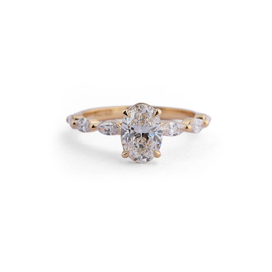 Oval Marquise Accent Lab-Grown Diamond Ring - front view