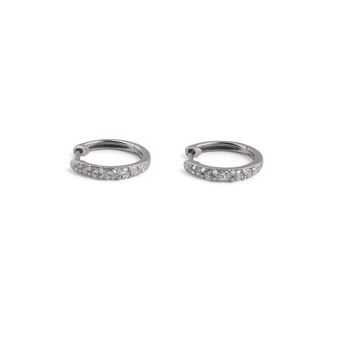 Lucent Graduated Diamond Huggie Hoops — view 3