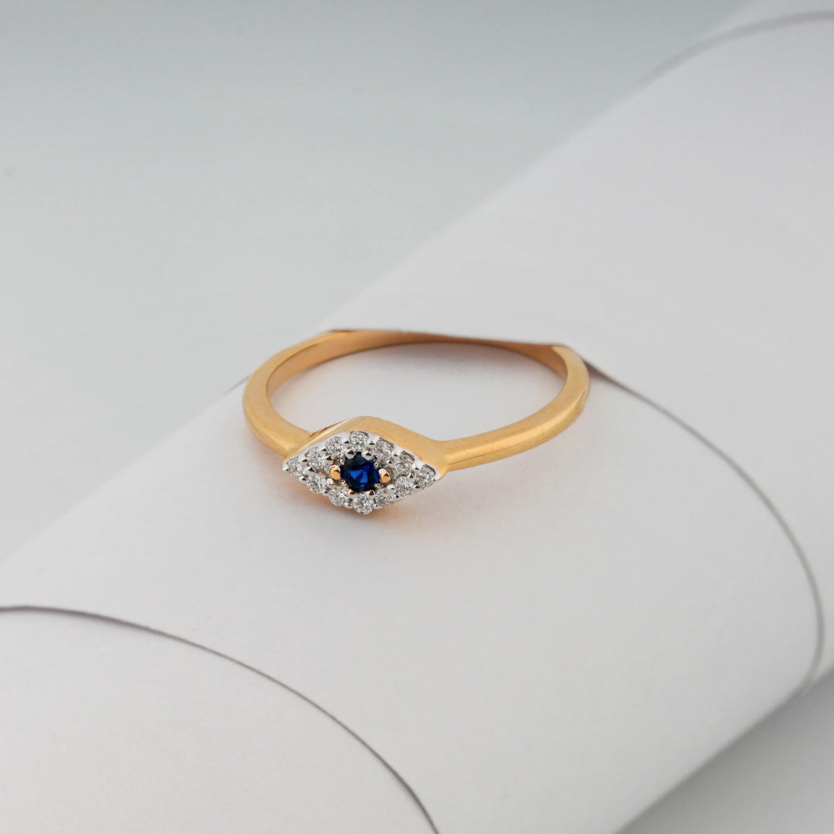 Sapphire Evil Eye Diamond Ring - side view