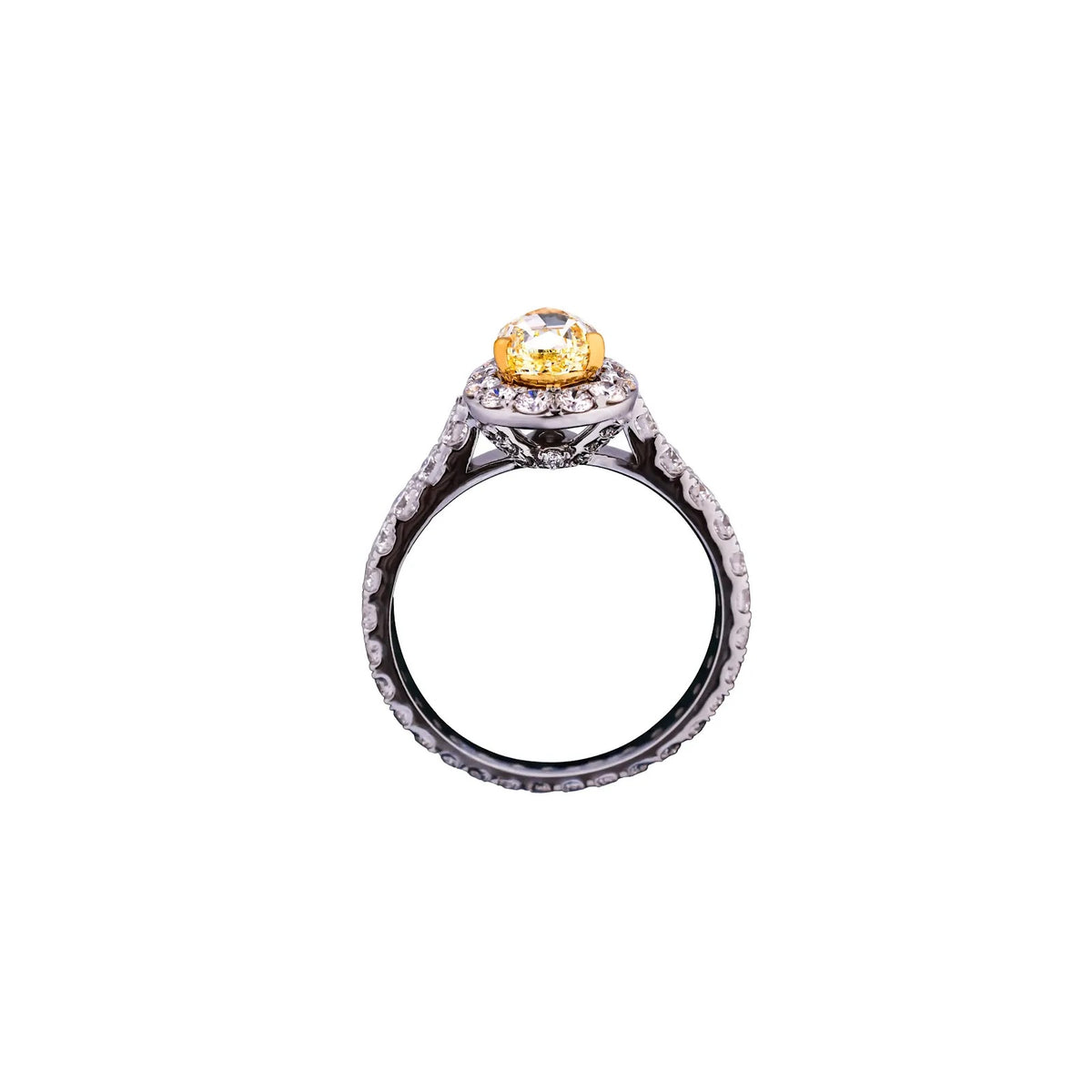 Aurelia Fancy Pear Halo Diamond Ring — profile view
