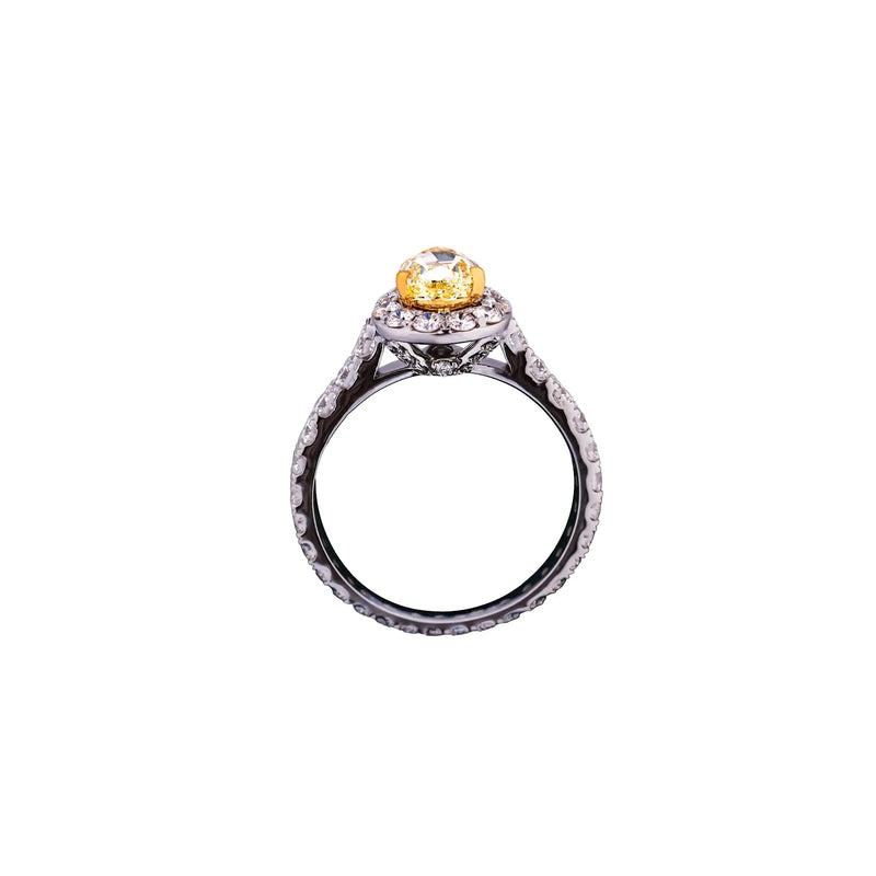 Aurelia Fancy Pear Halo Diamond Ring — profile view