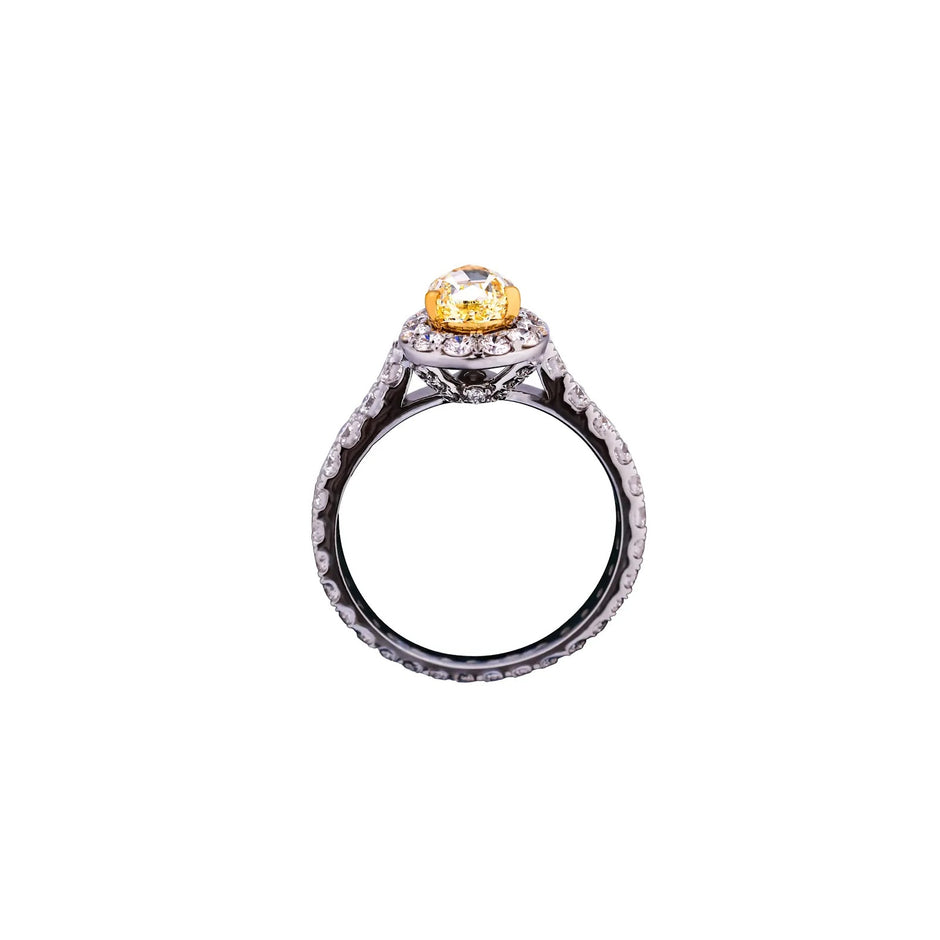 Aurelia Fancy Pear Halo Diamond Ring — profile view