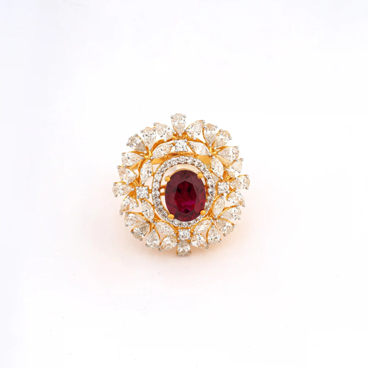 Regalia Oval Gemstone Sunburst Diamond Ring — alternate centre-stone view