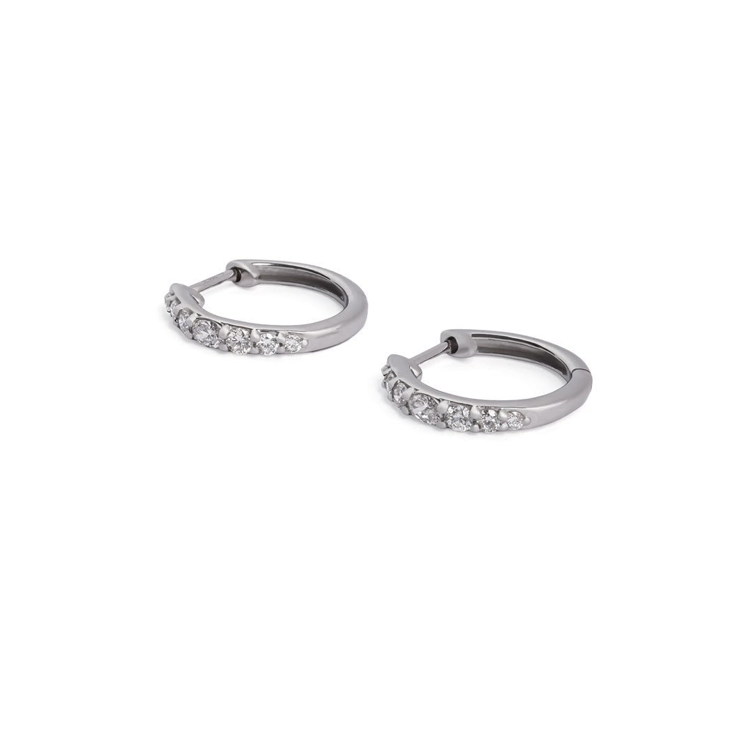 Lucent Graduated Diamond Huggie Hoops — view 4