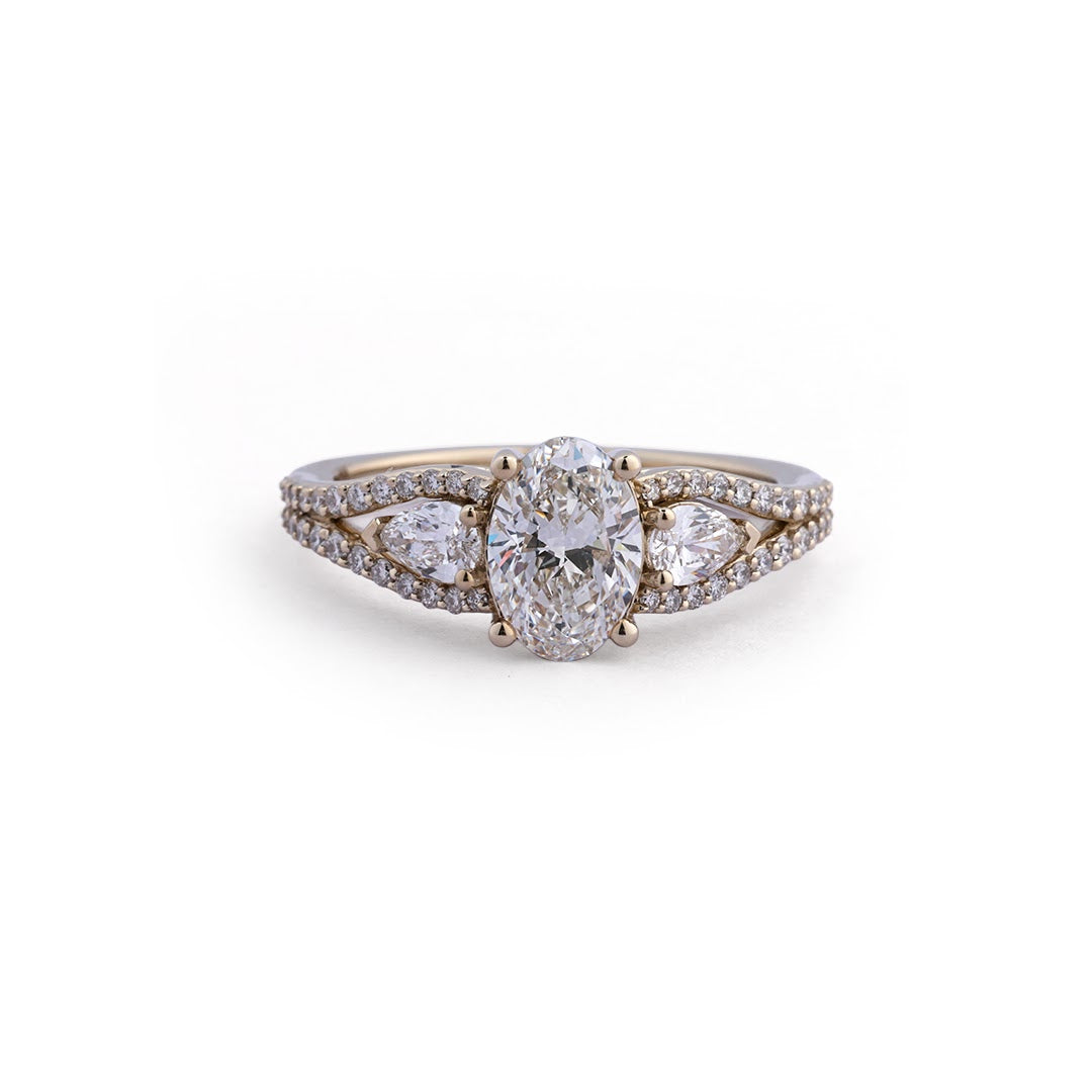 Oval Split-Shank Lab-Grown Diamond Ring - front view