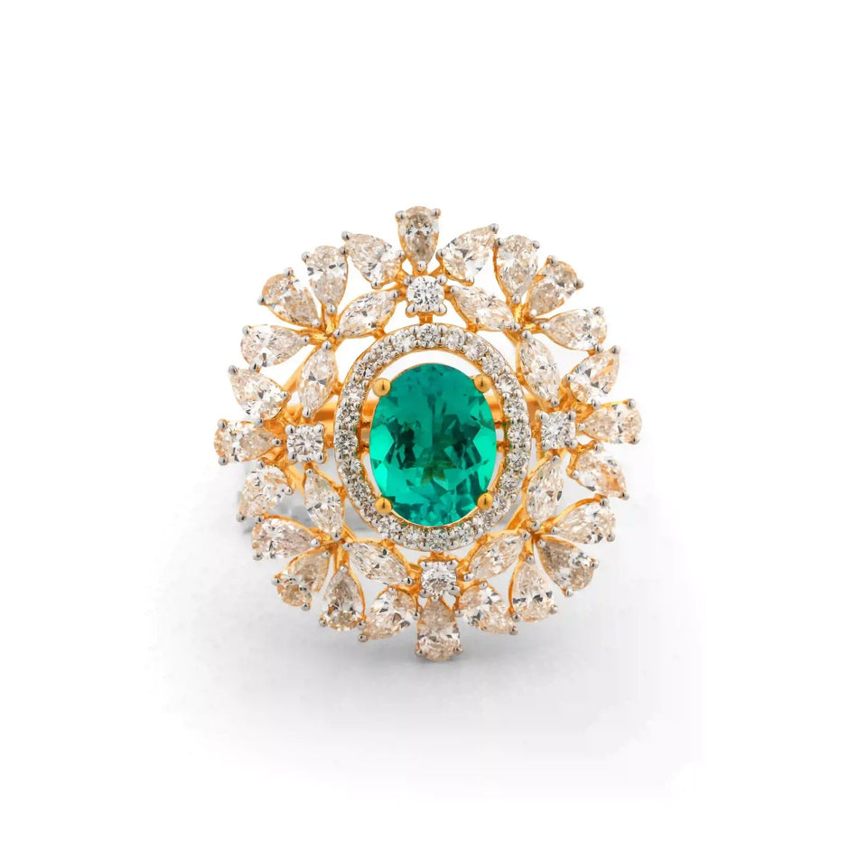 Regalia Oval Gemstone Sunburst Diamond Ring — front view