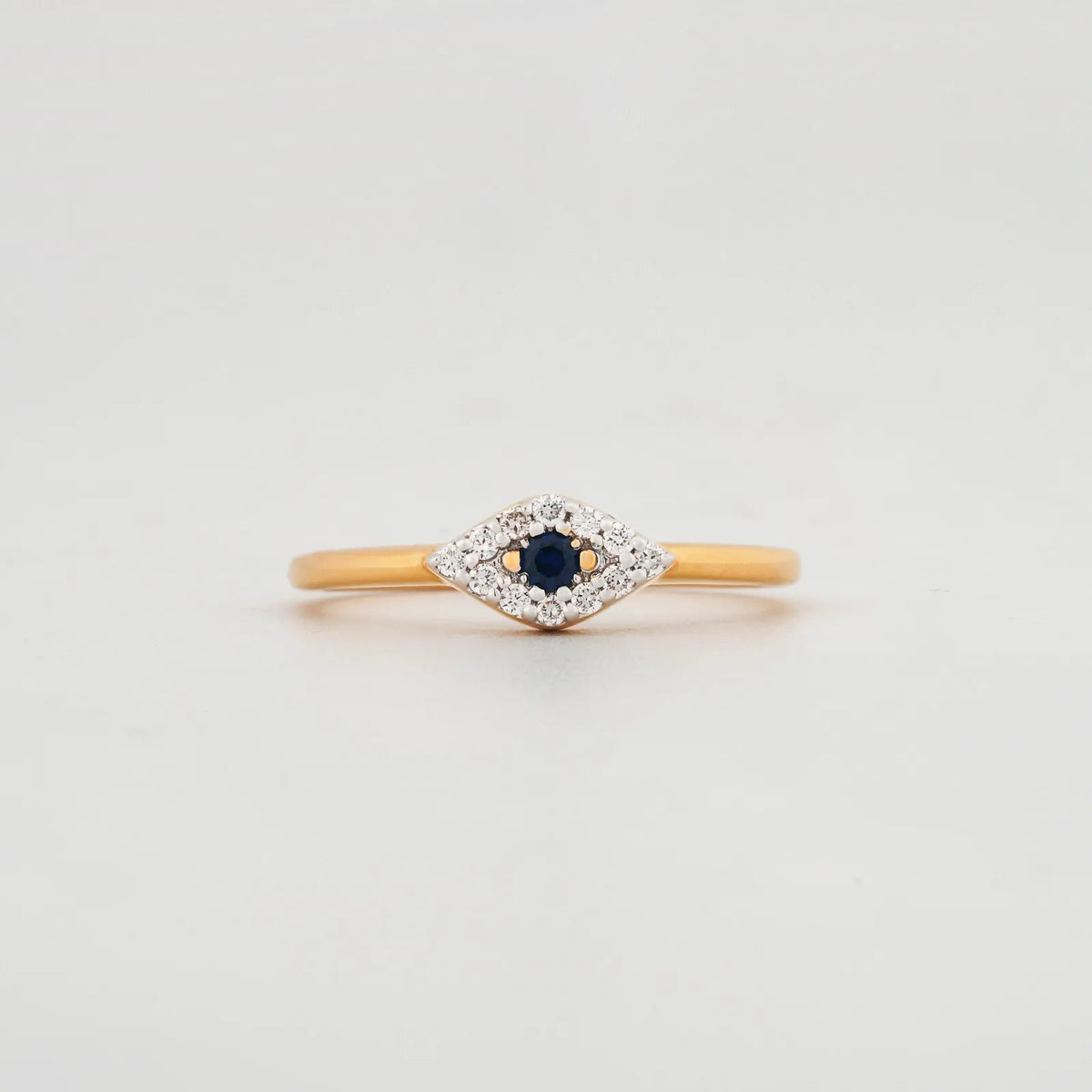 Sapphire Evil Eye Diamond Ring - front view
