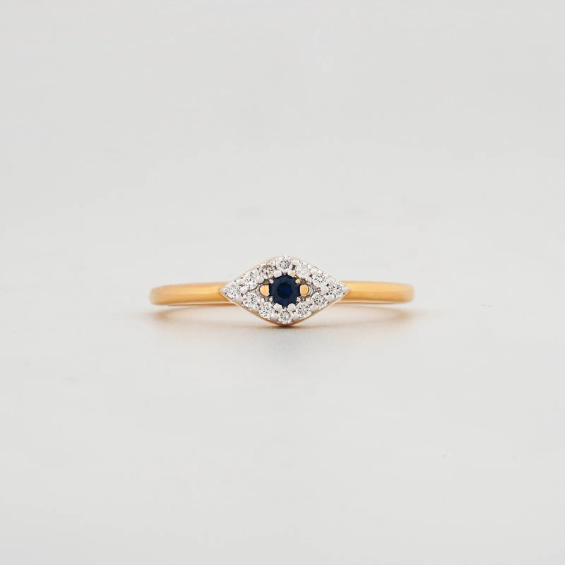 Sapphire Evil Eye Diamond Ring - front view