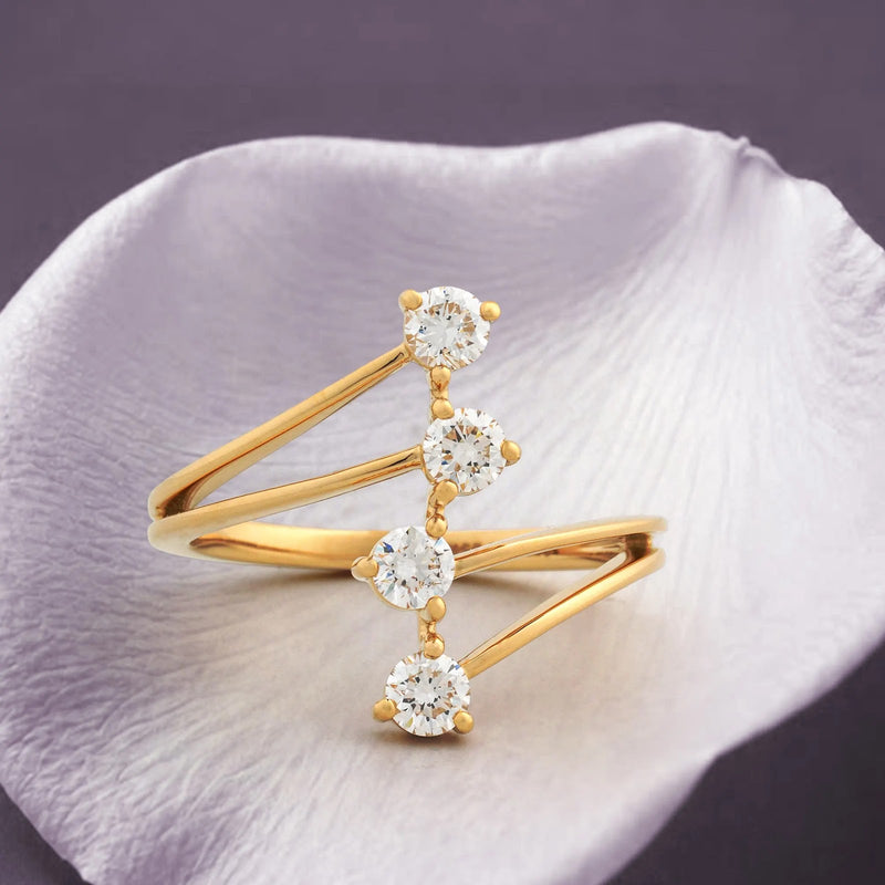 Vector Four-Diamond Open Statement Ring — detail view