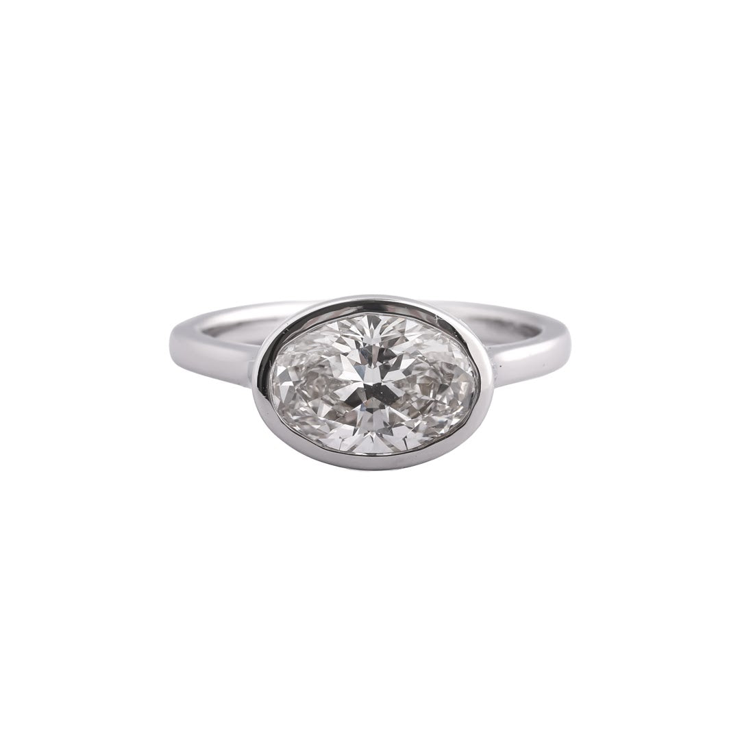 Linea East-West Oval Bezel Ring — view 1