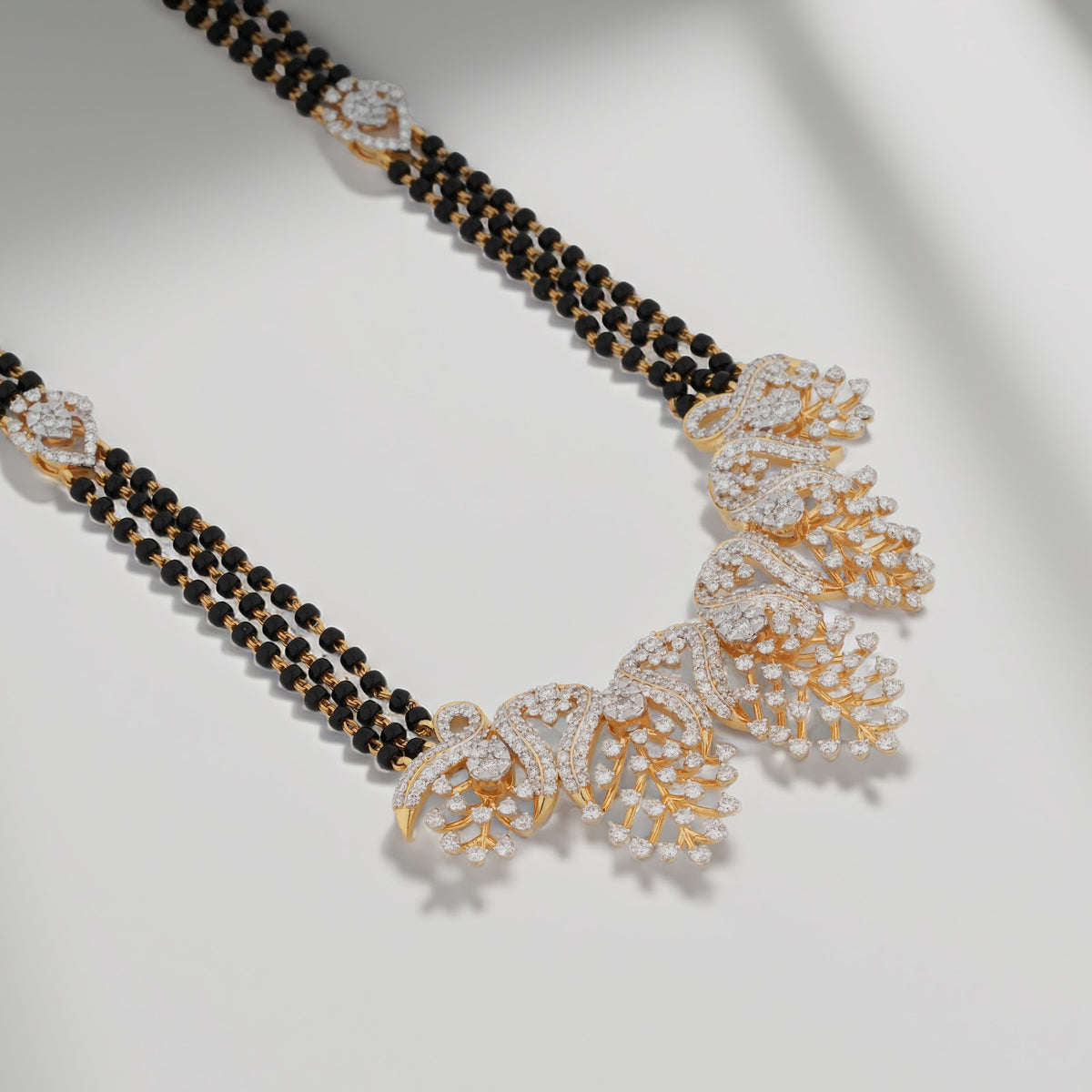 5.17 Carat Lab-Grown Diamond Mangalsutra with Black Beads for Women - view 2