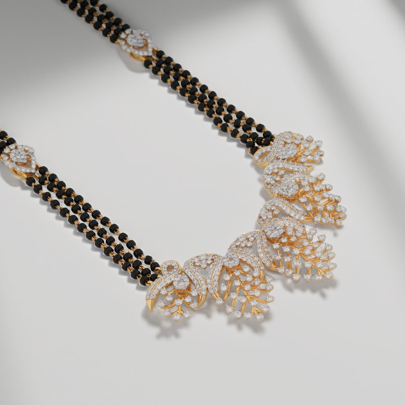 5.17 Carat Lab-Grown Diamond Mangalsutra with Black Beads for Women - view 2