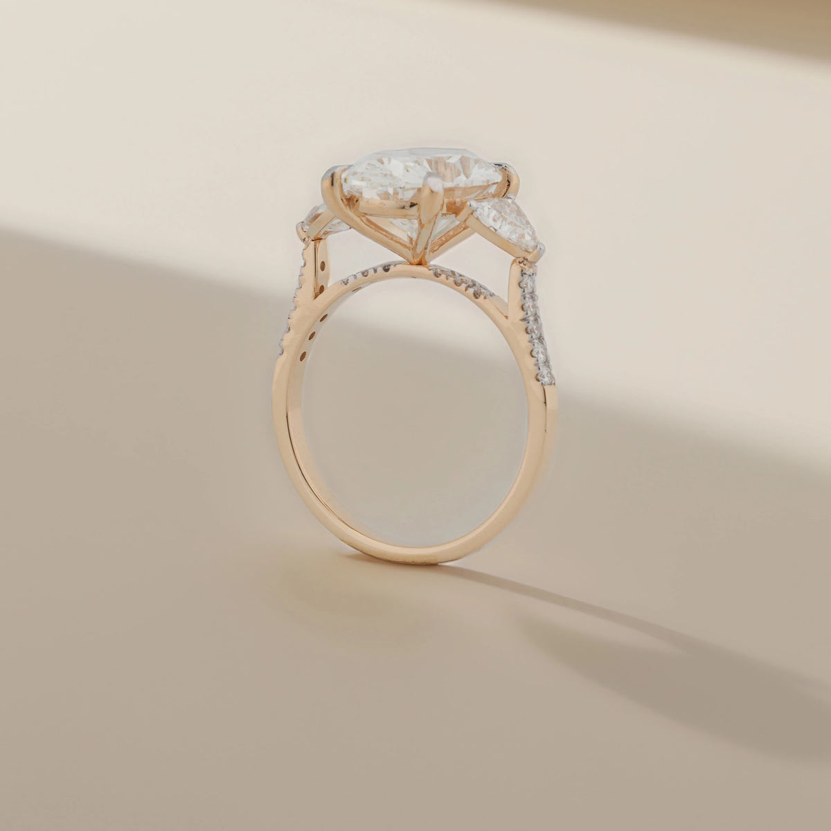 Evelisse Oval Pear-Side Three-Stone Ring — profile view