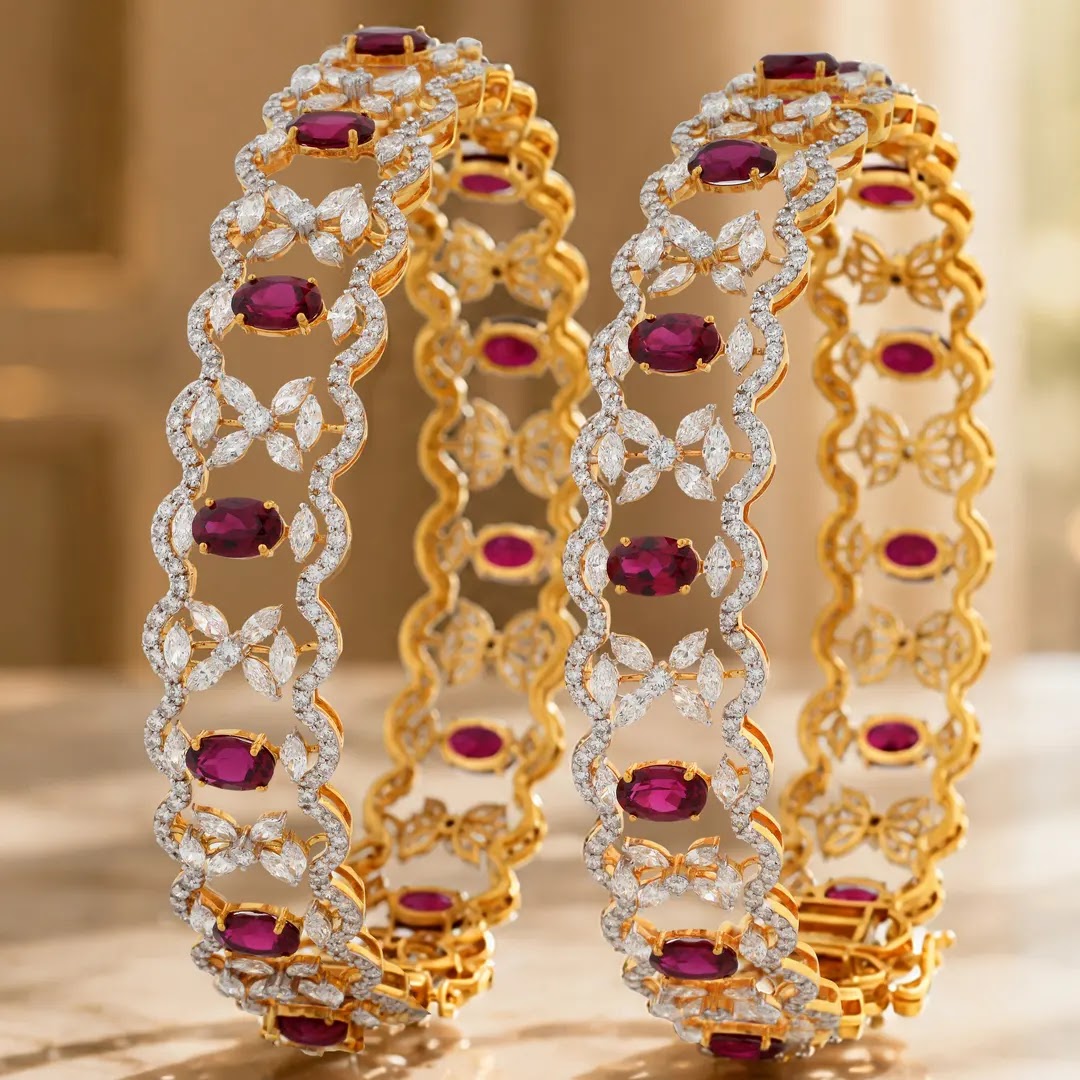 15.503 Ct Mixed-Cut Lab-Grown Diamond with 16.24 Ct Lab-Grown Colourstone Bangle — view 1