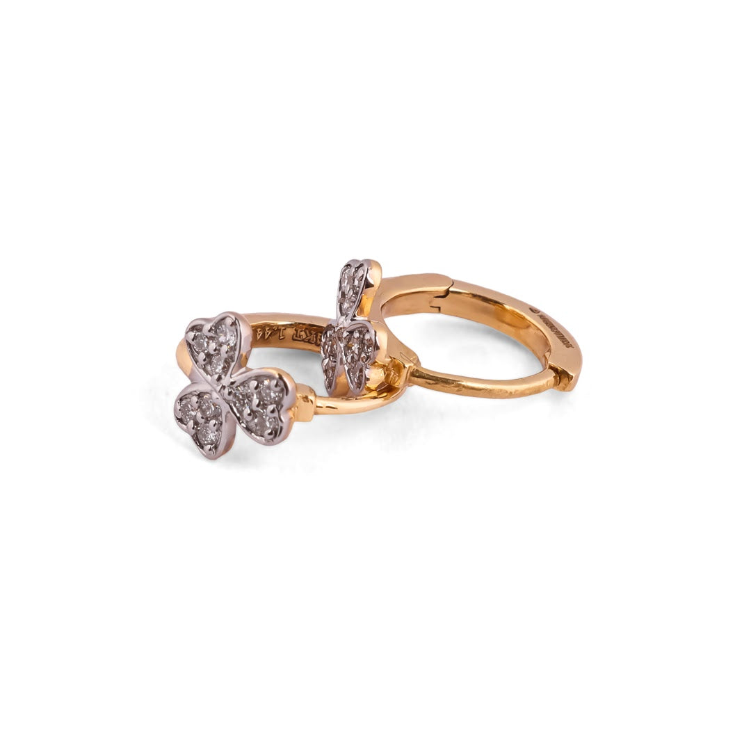 Clovia Belle Petite Clover Floral Diamond Huggie Earrings – view 4