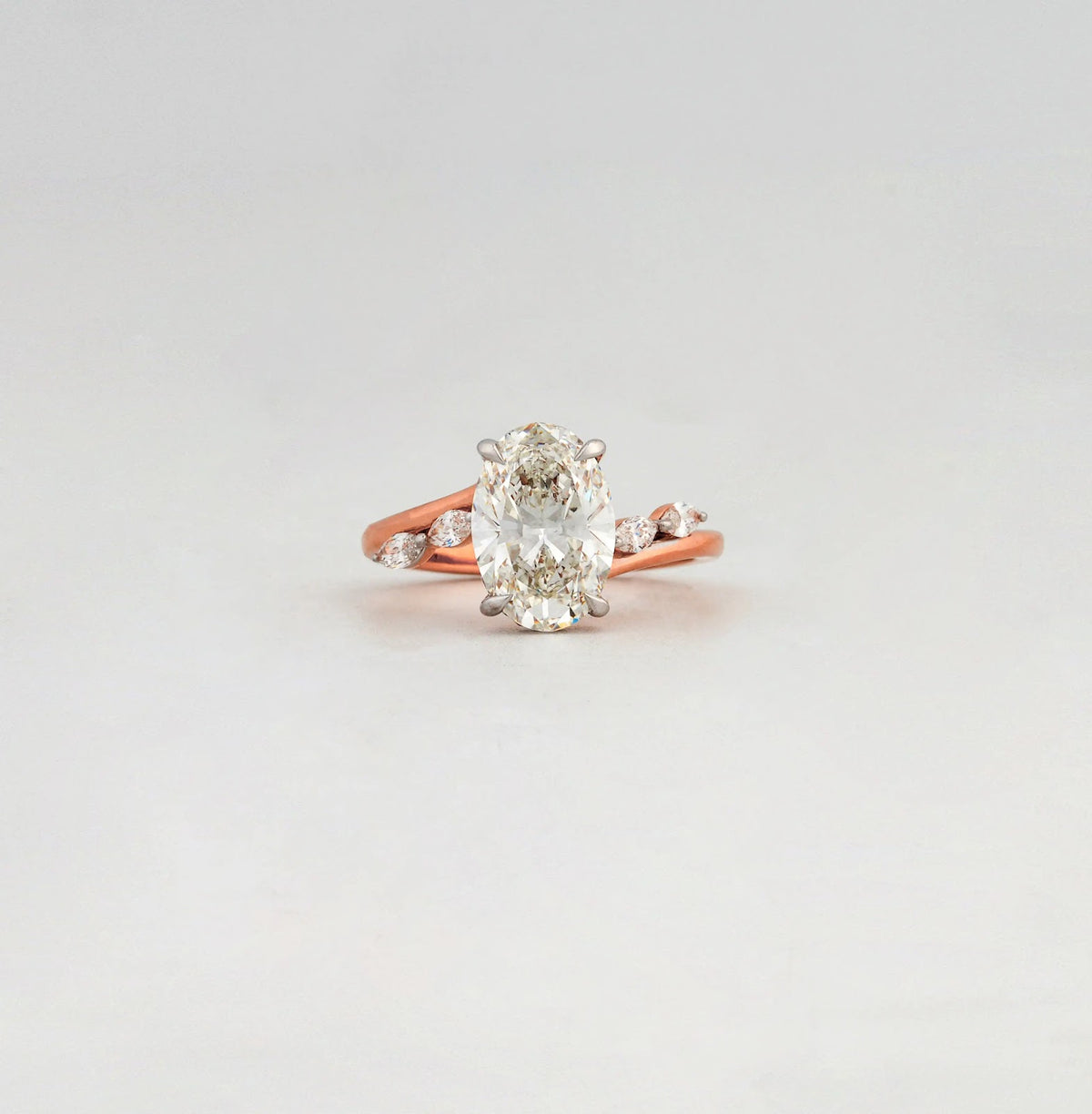 Amoria Oval Hidden-Halo Pavé Ring — front view