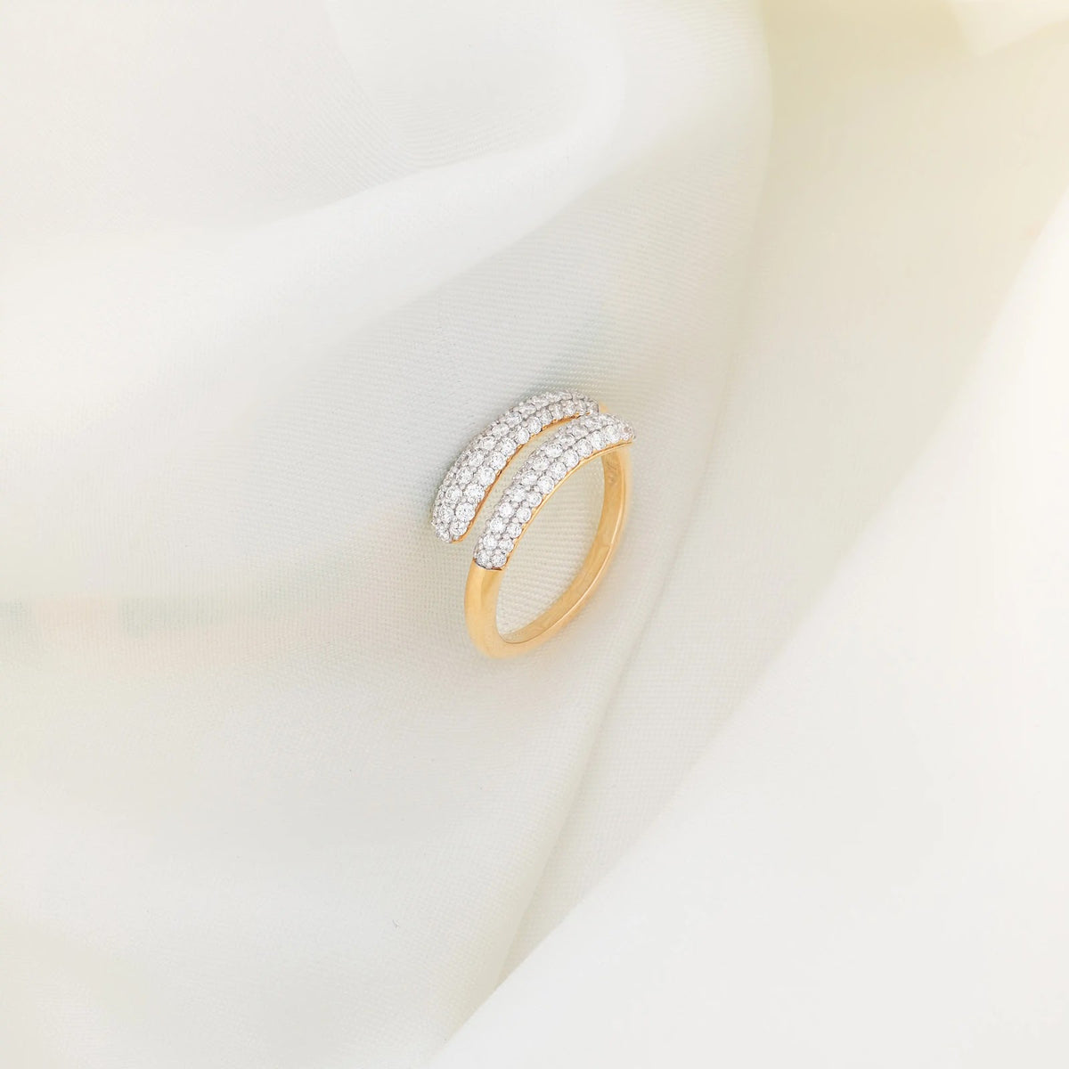 Trivana Triple-Row Pavé Crossover Band — angled view