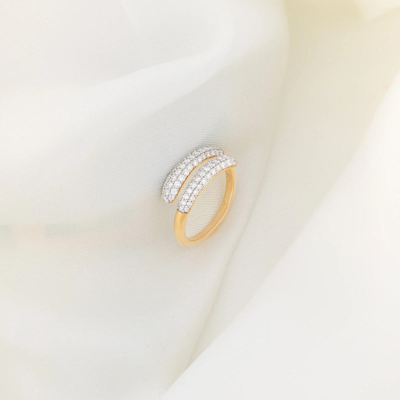 Trivana Triple-Row Pavé Crossover Band — angled view