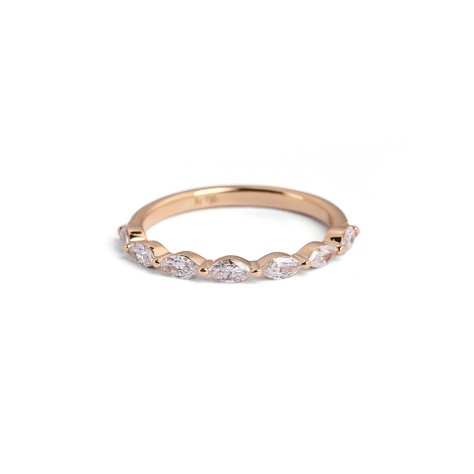 Marquise Solitaire Lab-Grown Diamond Ring Set - front view