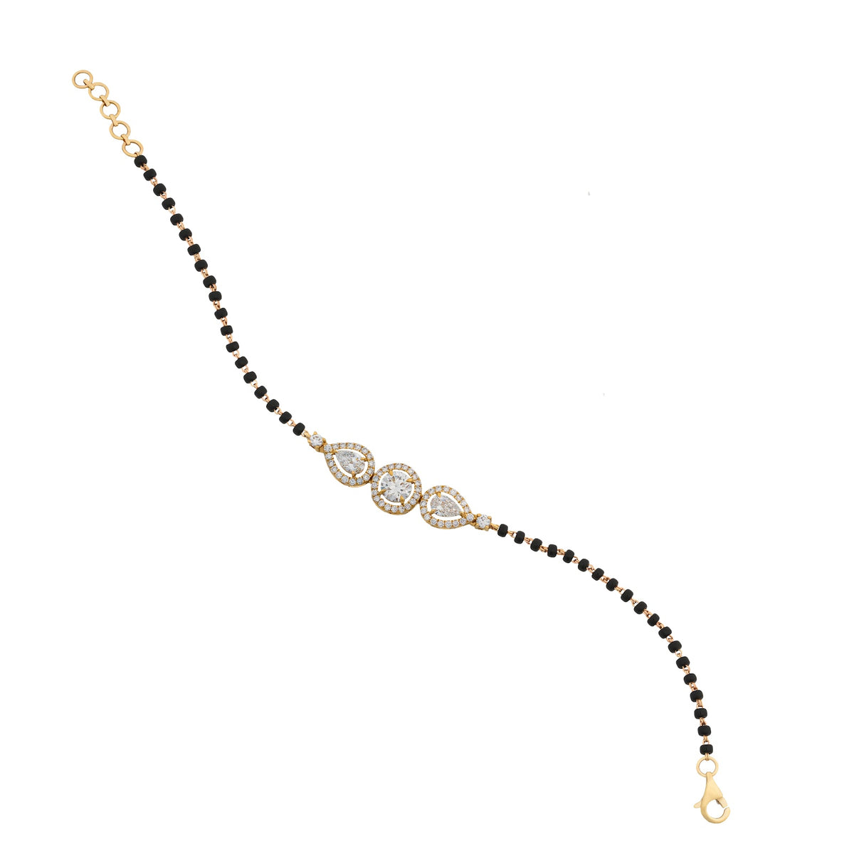 1.79 Carat Lab-Grown Diamond Mangalsutra Bracelet with Black Beads for Women - view 1