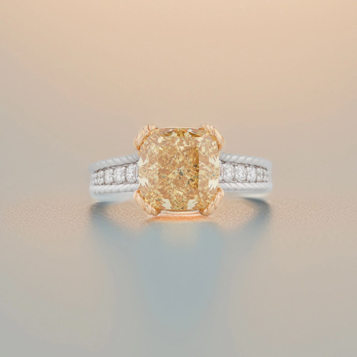 Marisol Fancy Radiant Double-Row Pavé Ring — front view