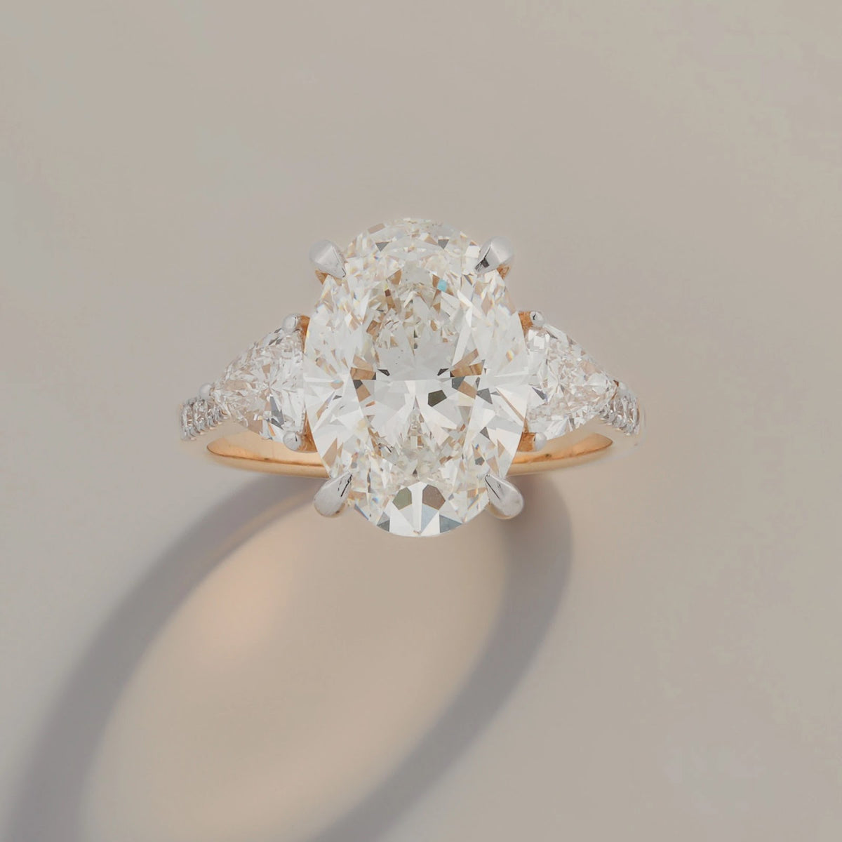 Evelisse Oval Pear-Side Three-Stone Ring — front view
