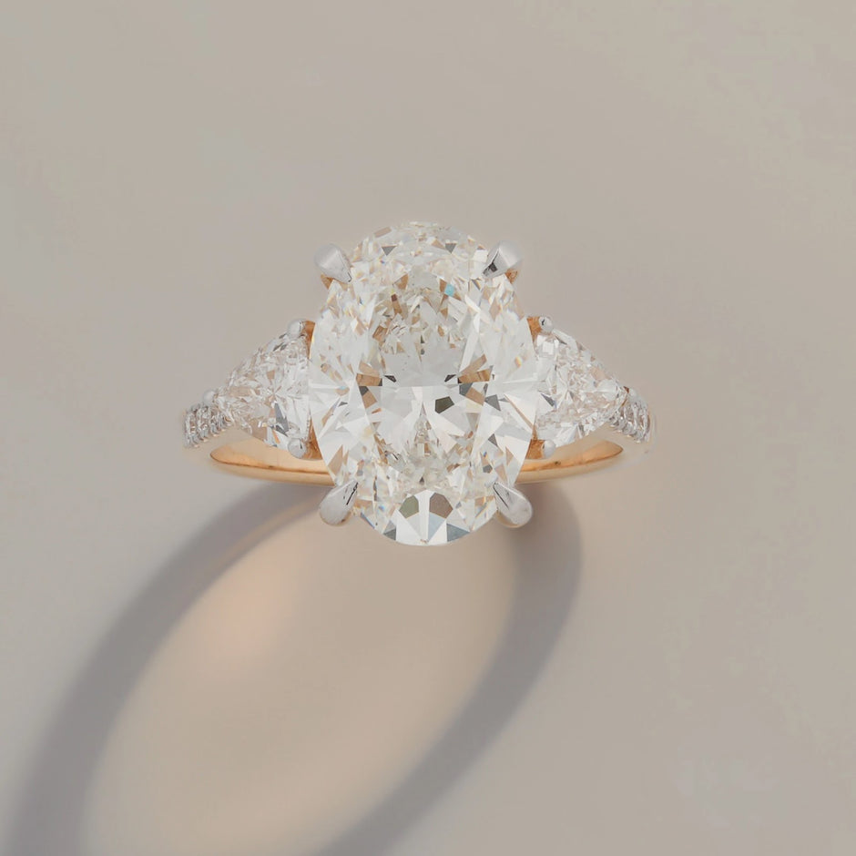 Evelisse Oval Pear-Side Three-Stone Ring — front view