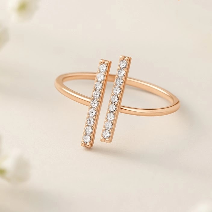 Double-Bar Diamond Ring - angled view