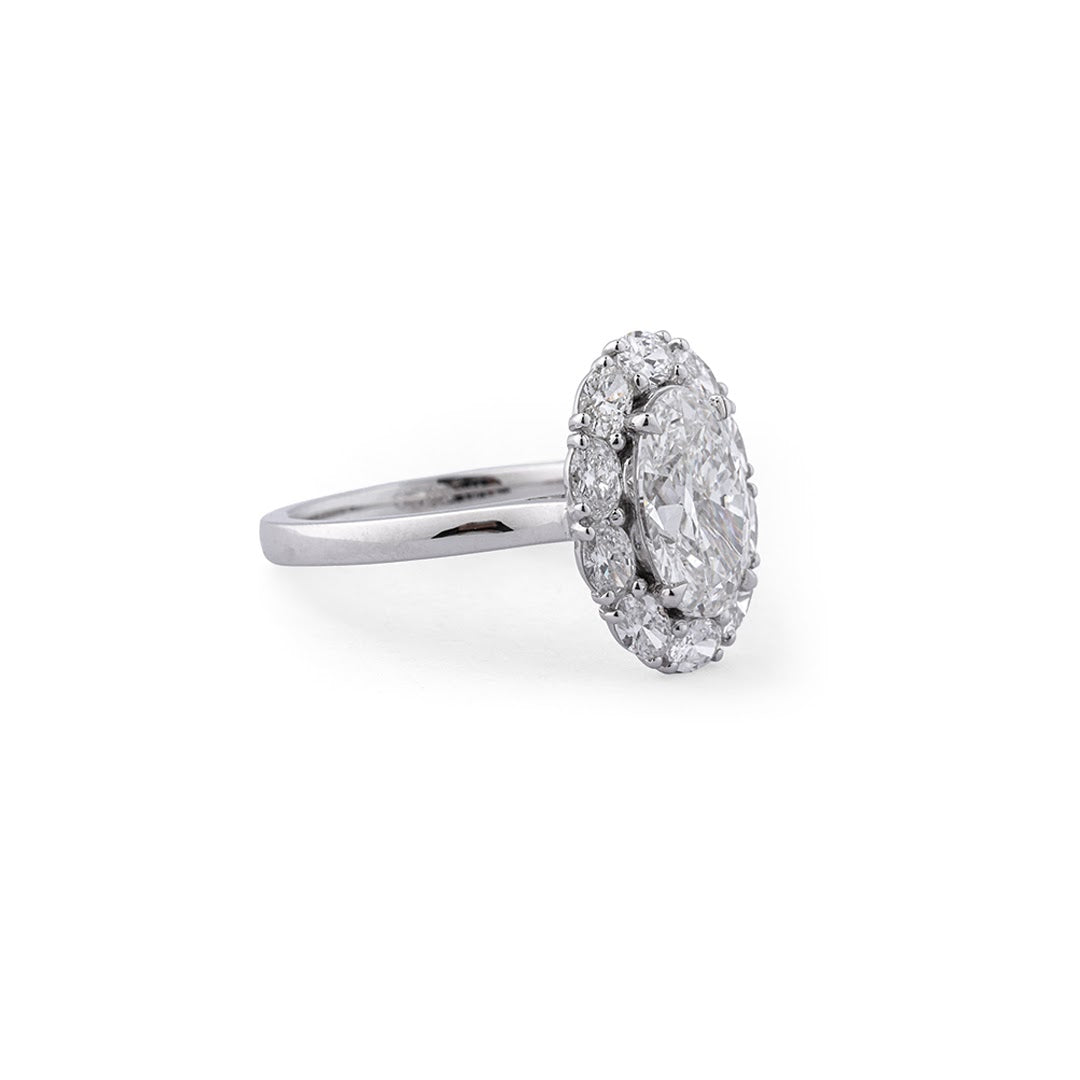 Oval Cluster Halo Lab-Grown Diamond Ring - side view