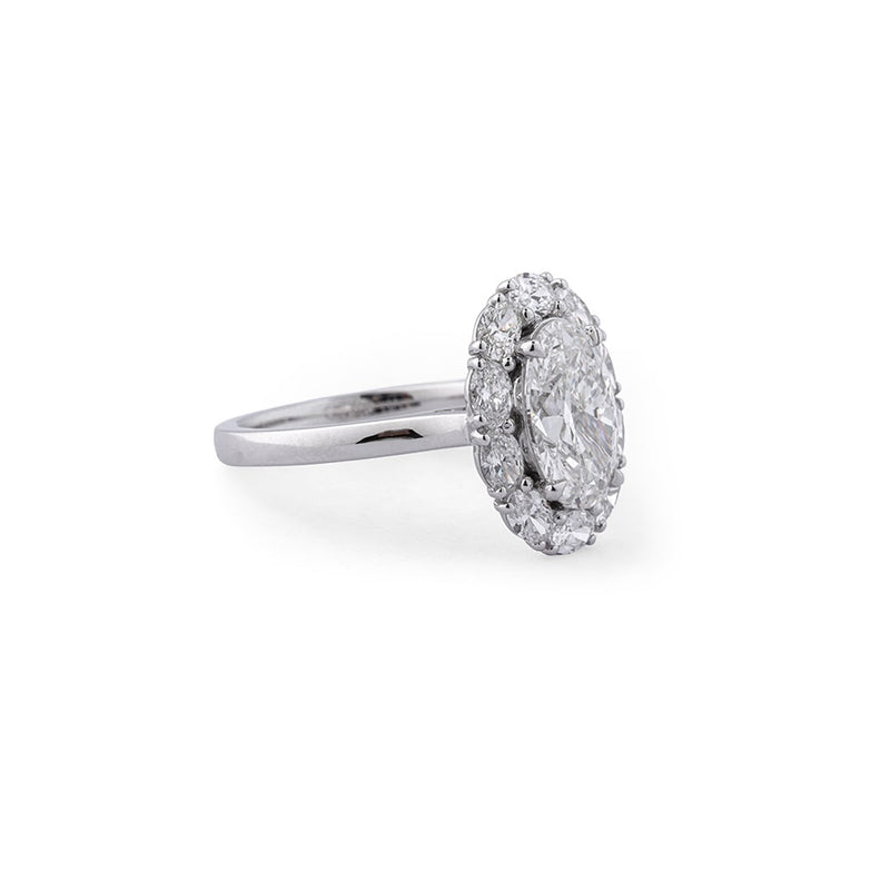 Oval Cluster Halo Lab-Grown Diamond Ring - side view
