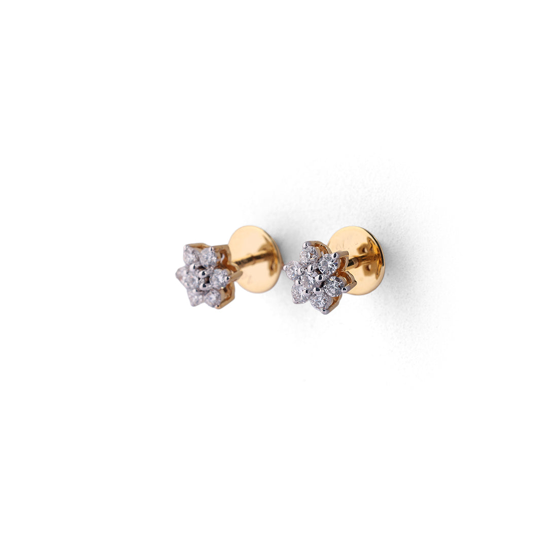 Roselle Petite Bloom Floral Cluster Diamond Stud Earrings – view 2