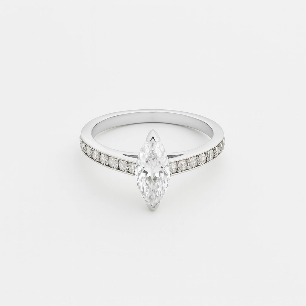 Evadne Marquise Pavé Solitaire Ring — front view