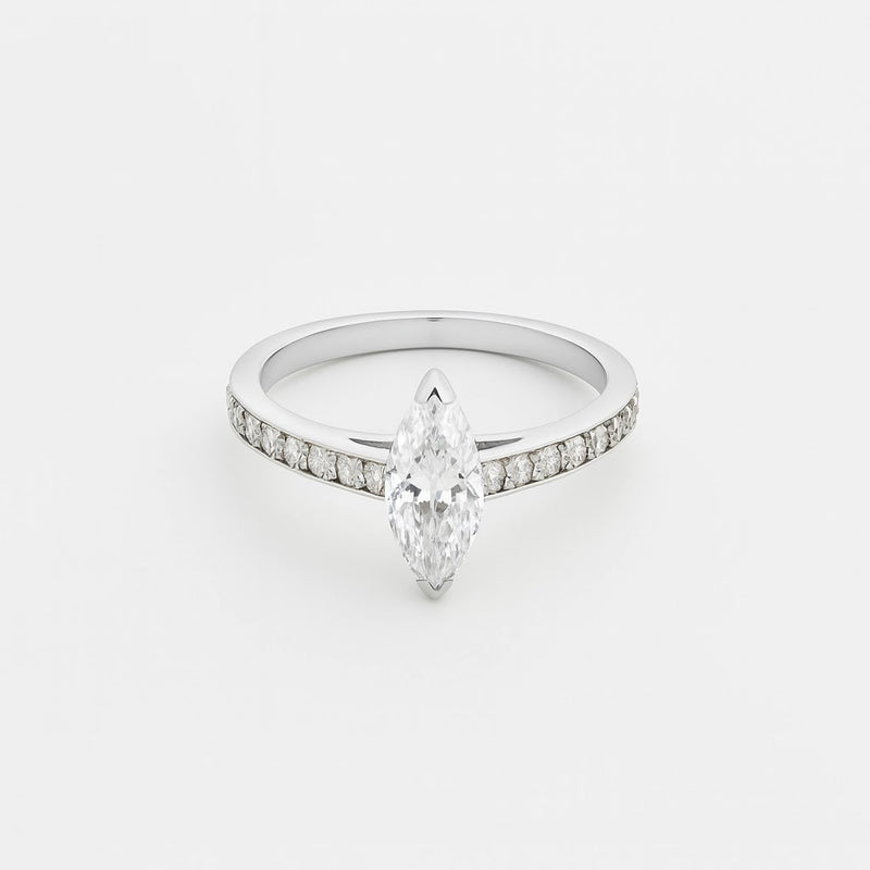 Evadne Marquise Pavé Solitaire Ring — front view