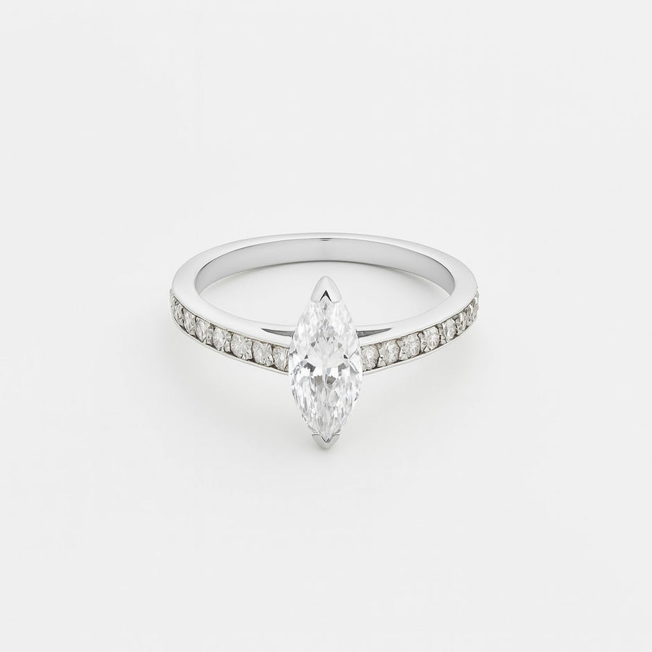Evadne Marquise Pavé Solitaire Ring — front view